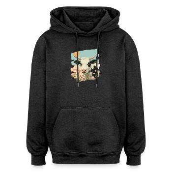 Éleveur de vaches - Sweat à capuche oversize unisexe - charbon - Devant - Noah (186cm)