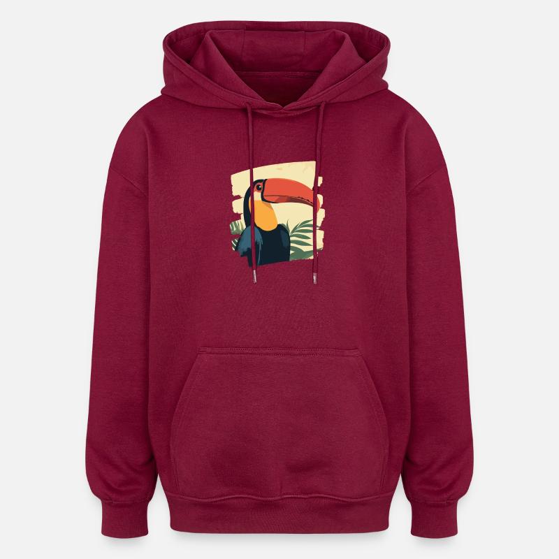 Toucan - Sweat à capuche oversize unisexe - bordeaux