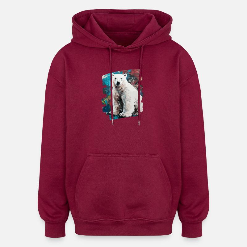 Eisbär Graffiti Sprayer - Oversized Unisex Hoodie - Burgunderrot
