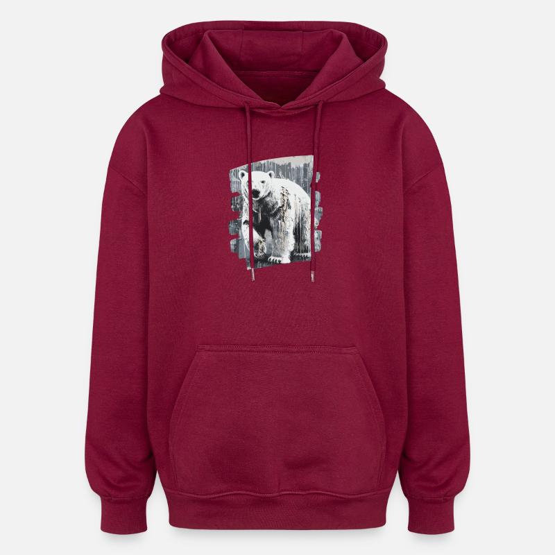 Eisbär Graffiti Sprayer - Oversized Unisex Hoodie - Burgunderrot