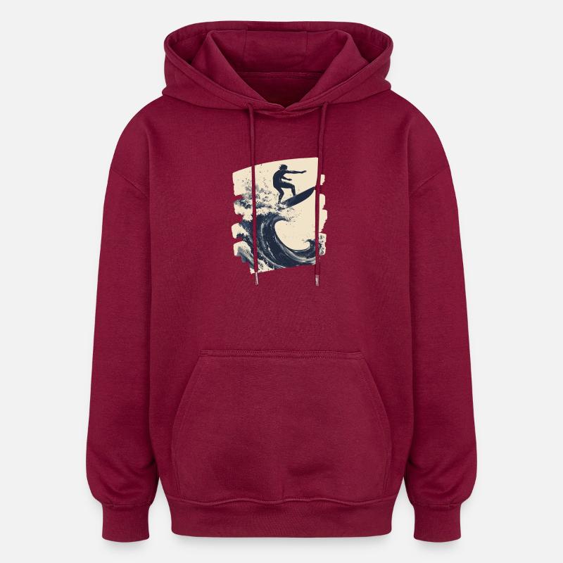 Surfeur Surf Planche de surf Surf - Sweat à capuche oversize unisexe - bordeaux