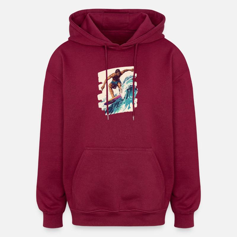 Surfeur Surf Planche de surf Surf - Sweat à capuche oversize unisexe - bordeaux