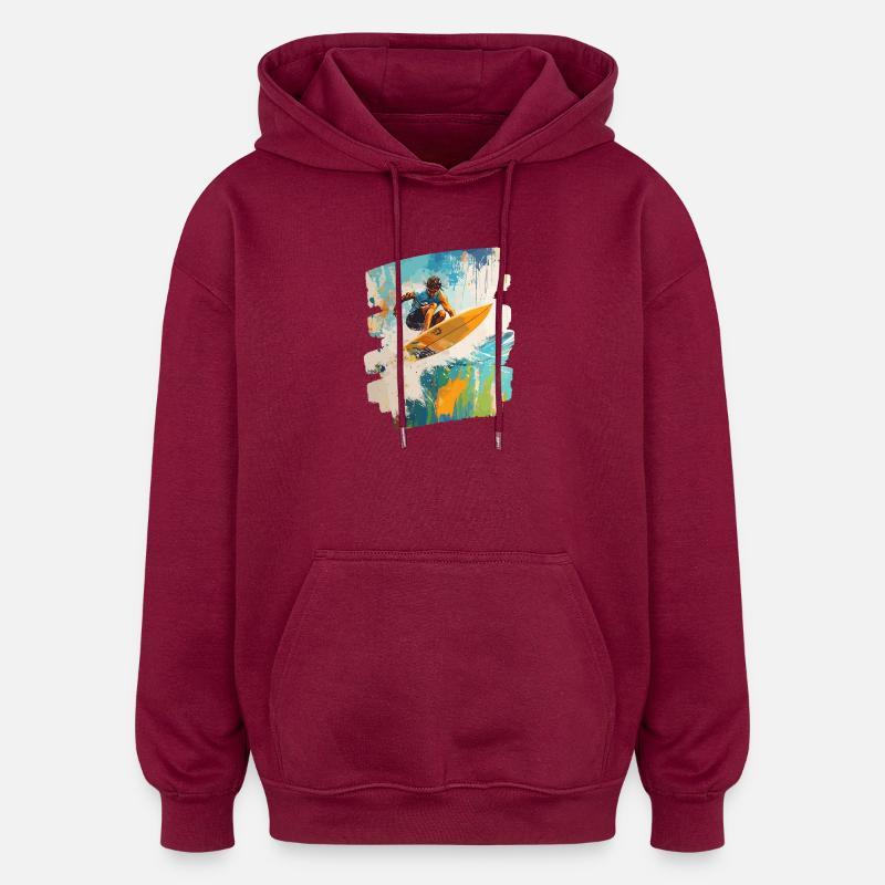 Surfeur Surf Planche de surf Surf - Sweat à capuche oversize unisexe - bordeaux