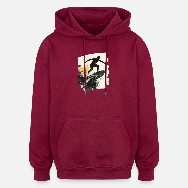 Surfeur Surf Planche de surf Surf - Sweat à capuche oversize unisexe - bordeaux