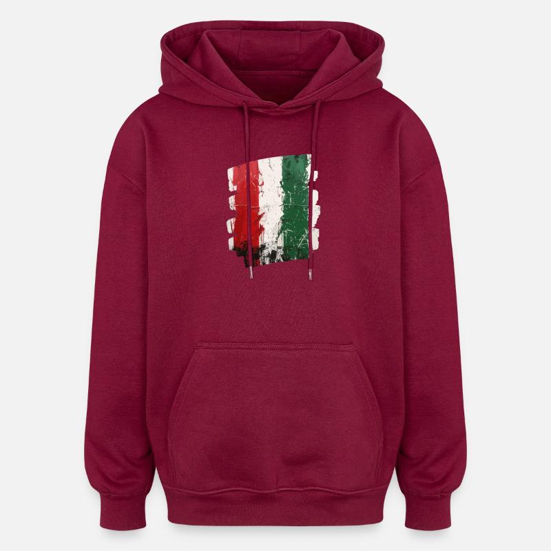 Drapeau italien Italie - Sweat à capuche oversize unisexe - bordeaux
