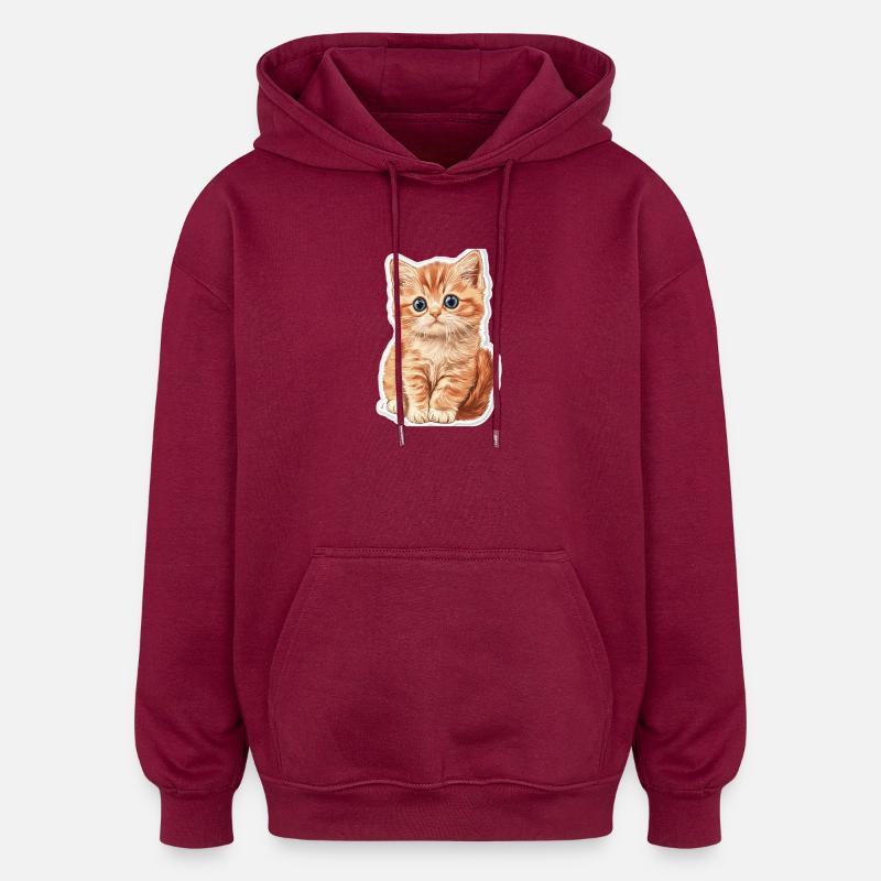 Chaton mignon - Sweat à capuche oversize unisexe - bordeaux