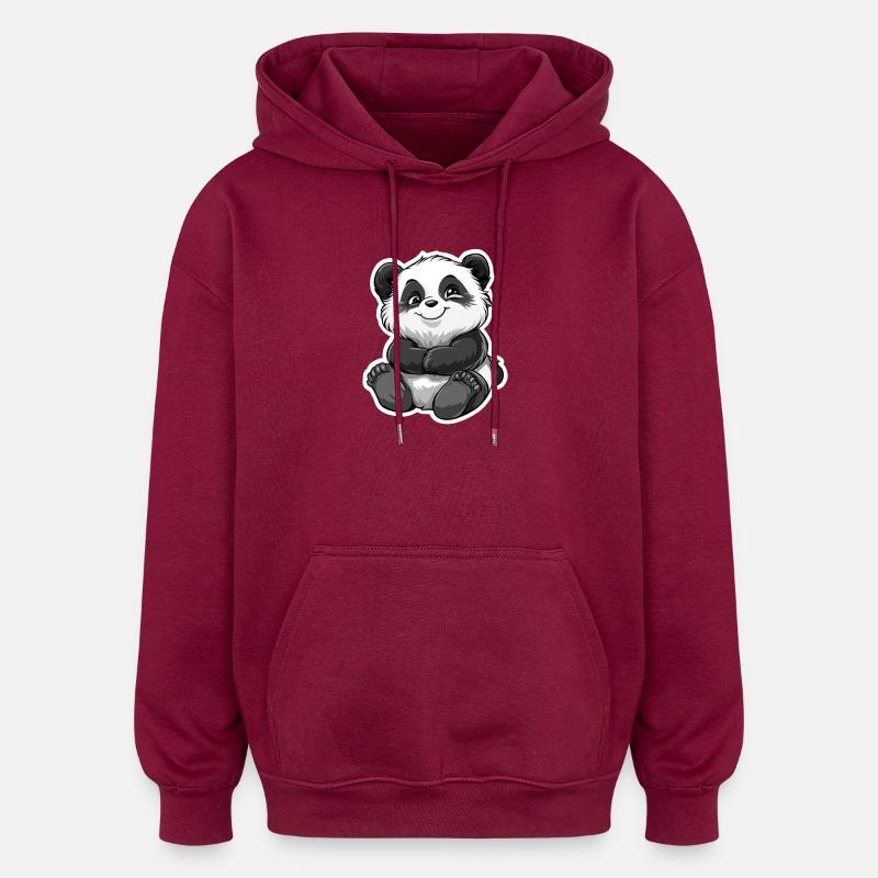 Ours panda mignon - Sweat à capuche oversize unisexe - bordeaux