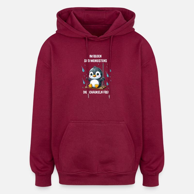 Pinguin Schaukel introvertiert melancholisch - Oversized Unisex Hoodie - Burgunderrot