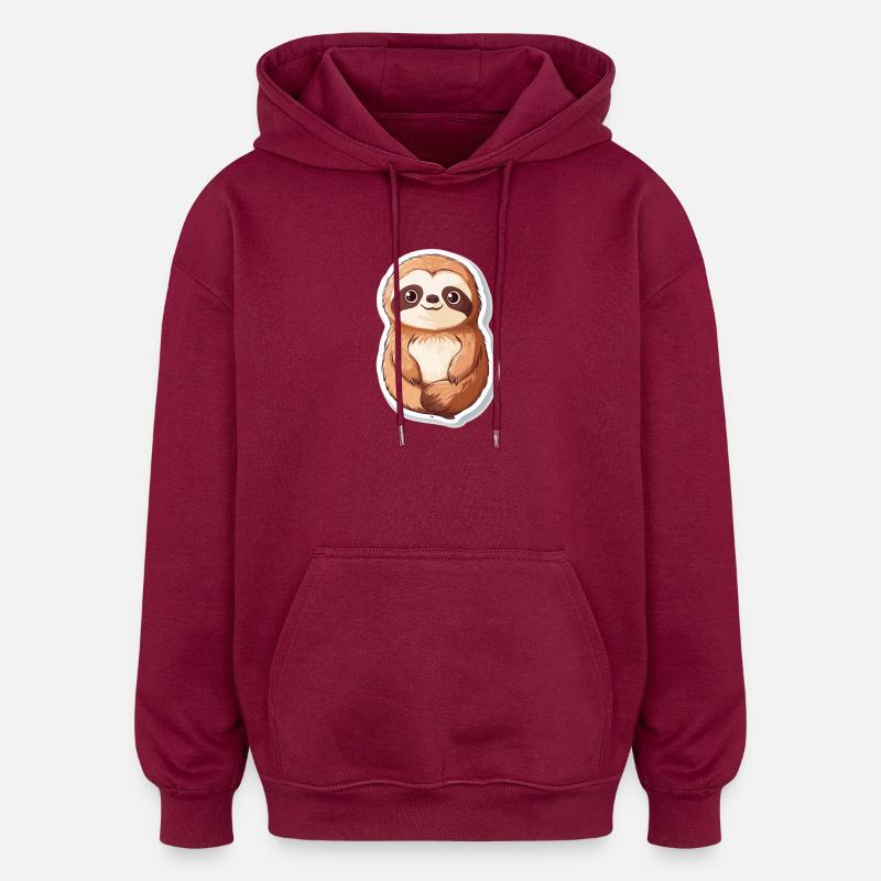 Faultier - Oversized Unisex Hoodie - Burgunderrot