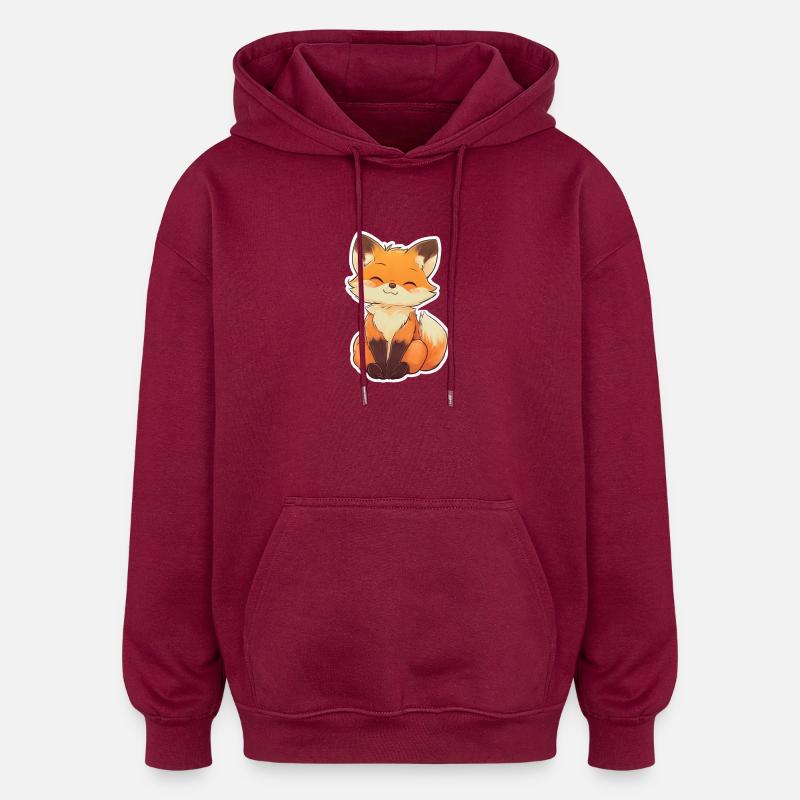 Fuchs - Oversized Unisex Hoodie - Burgunderrot