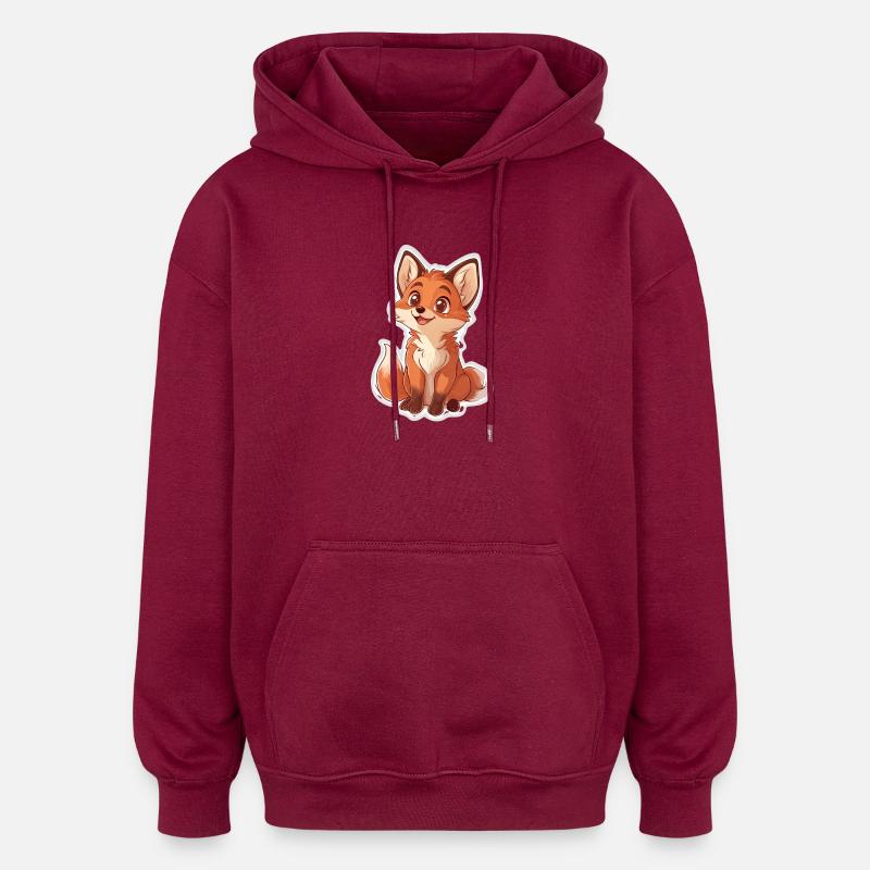 Fuchs - Oversized Unisex Hoodie - Burgunderrot