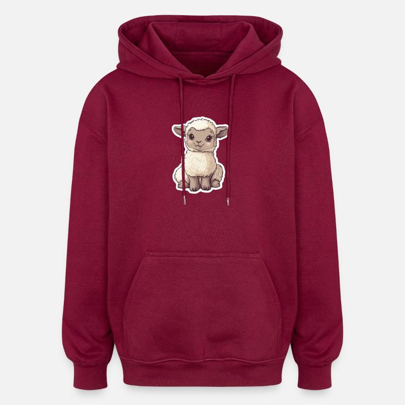 Mouton - Sweat à capuche oversize unisexe - bordeaux