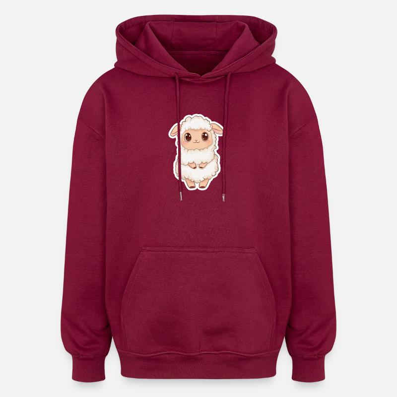 Mouton - Sweat à capuche oversize unisexe - bordeaux