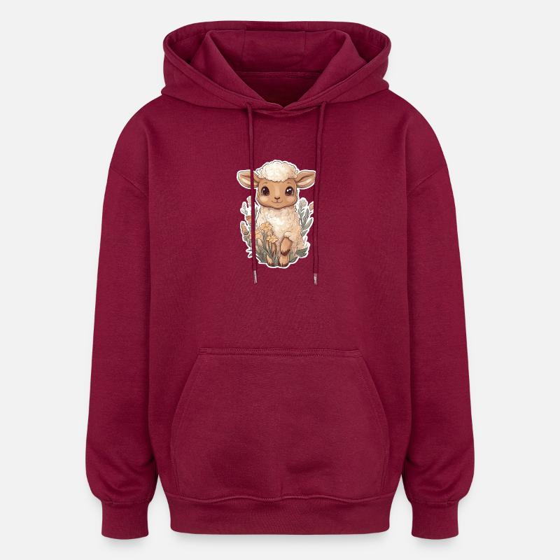 Mouton - Sweat à capuche oversize unisexe - bordeaux