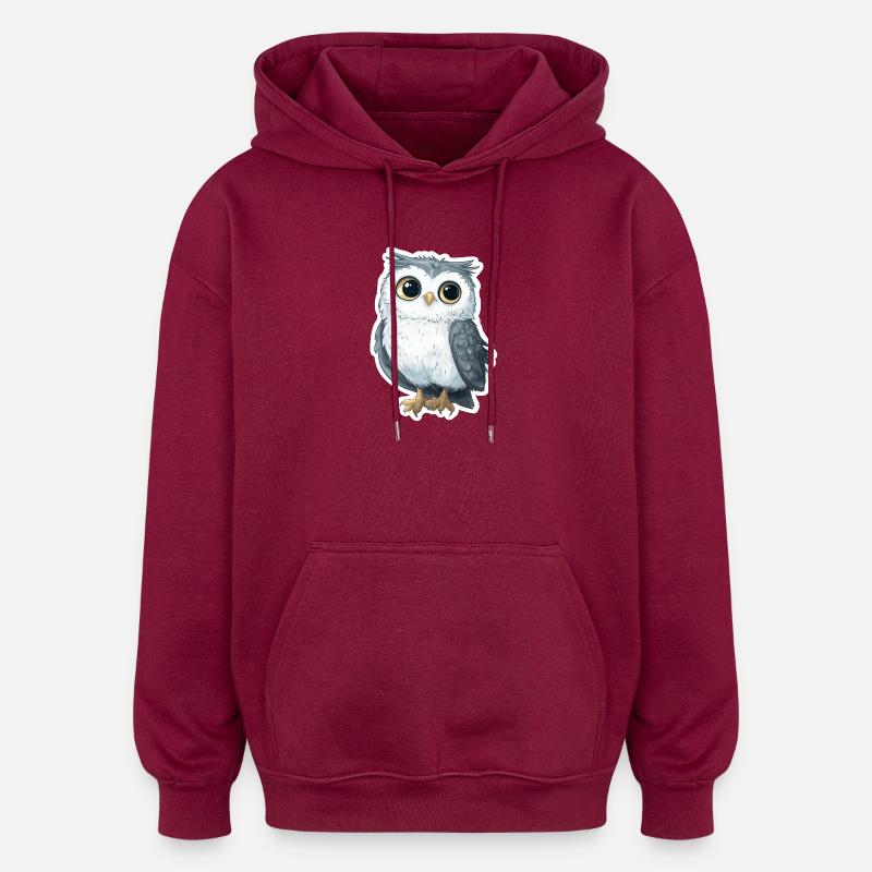 Eule - Oversized Unisex Hoodie - Burgunderrot