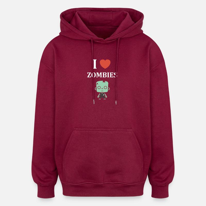 Zombies Mignon Illustration Originale - Sweat à capuche oversize unisexe - bordeaux