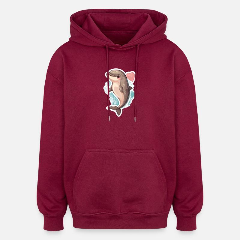 Dauphin - Sweat à capuche oversize unisexe - bordeaux