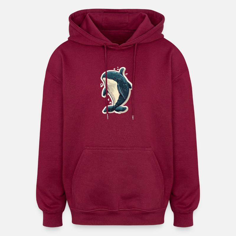 baleine - Sweat à capuche oversize unisexe - bordeaux