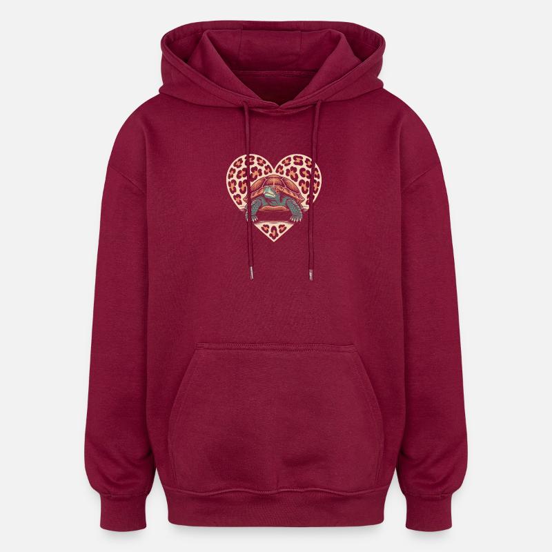 Léopard Tortue mignonne - Sweat à capuche oversize unisexe - bordeaux