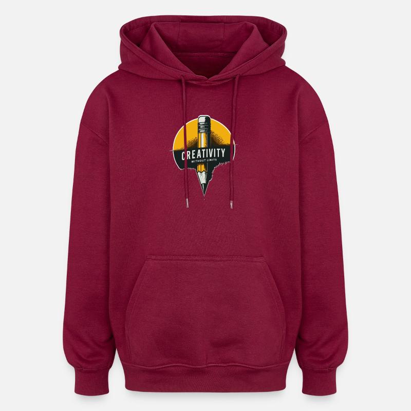 Badge crayon de créativité inspirante - Sweat à capuche oversize unisexe - bordeaux