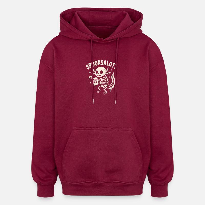 Spooksalot Squelette Boisson Design - Sweat à capuche oversize unisexe - bordeaux