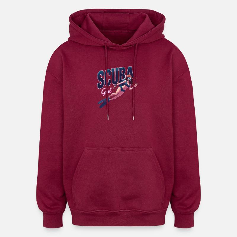 Conception de fille de plongée - Sweat à capuche oversize unisexe - bordeaux