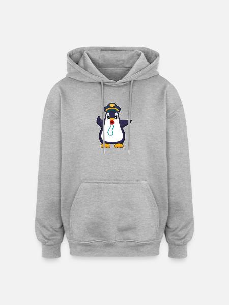 pingouin policier sifflet police - Sweat à capuche oversize unisexe - bordeaux