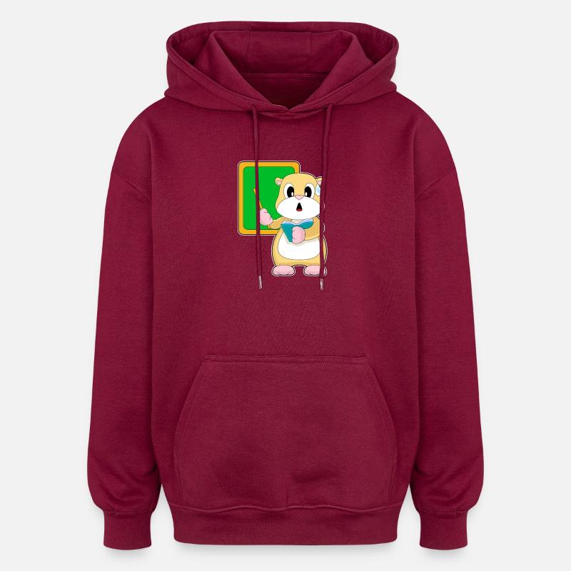 Hamster Lehrer Schultafel Schule - Oversized Unisex Hoodie - Burgunderrot