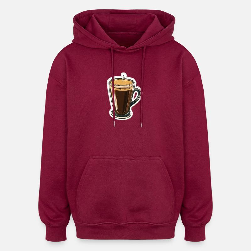 Kaffee - Oversized Unisex Hoodie - Burgunderrot