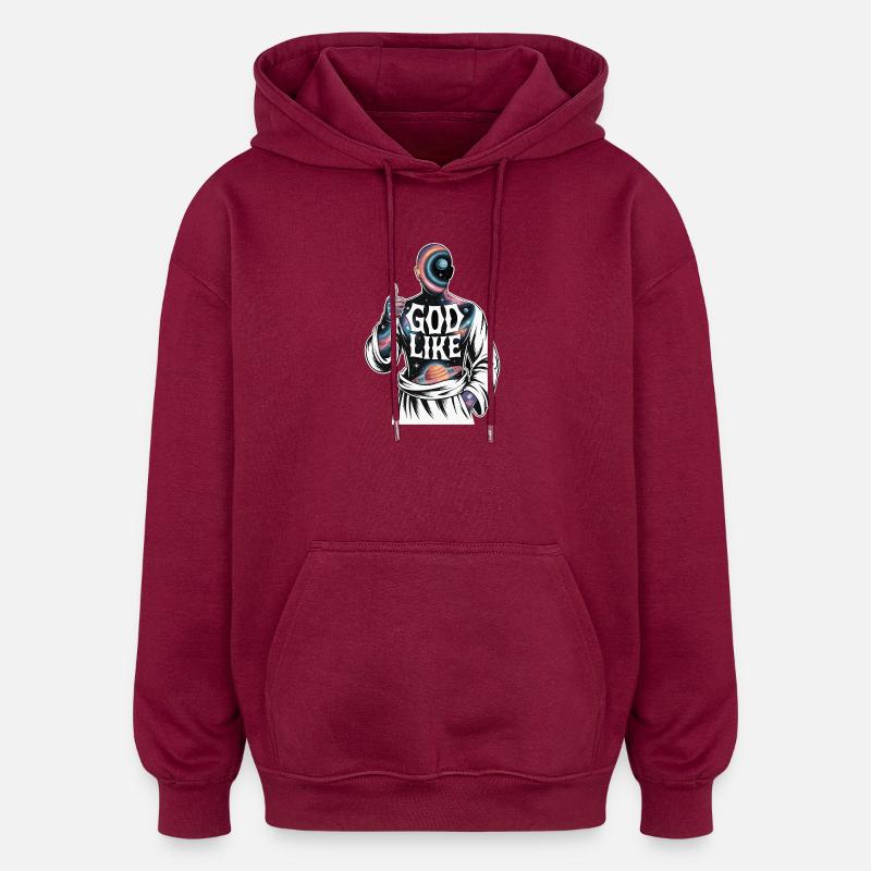 God Like Galaxy Design - Oversized Unisex Hoodie - burgundy