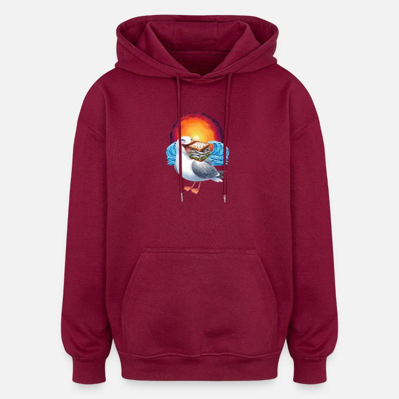 maritim Möwe Möwen Sandwich - Oversized Unisex Hoodie - Burgunderrot