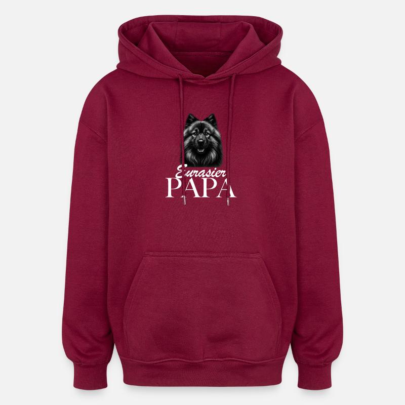 Papa Eurasier - Sweat à capuche oversize unisexe - bordeaux