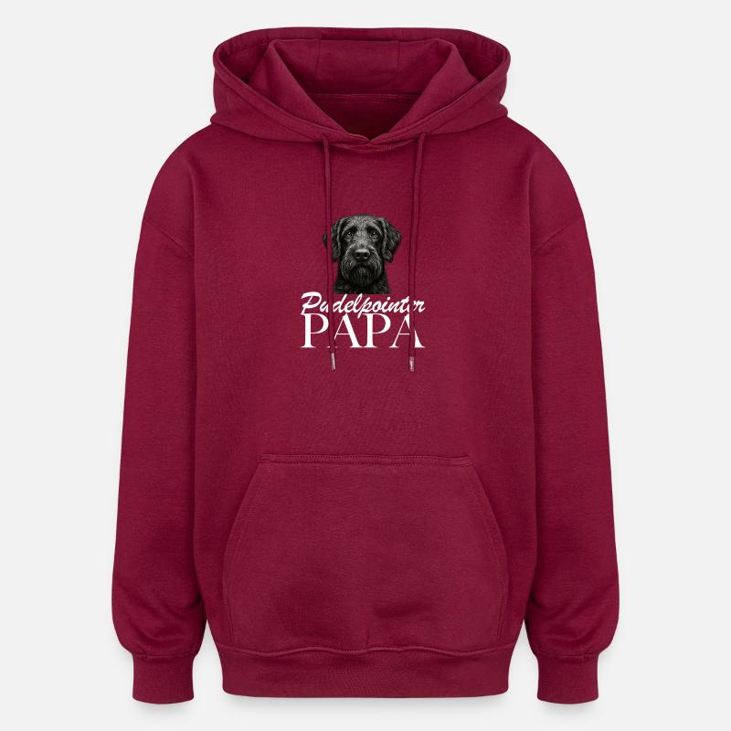 Papa caniche pointer - Sweat à capuche oversize unisexe - bordeaux
