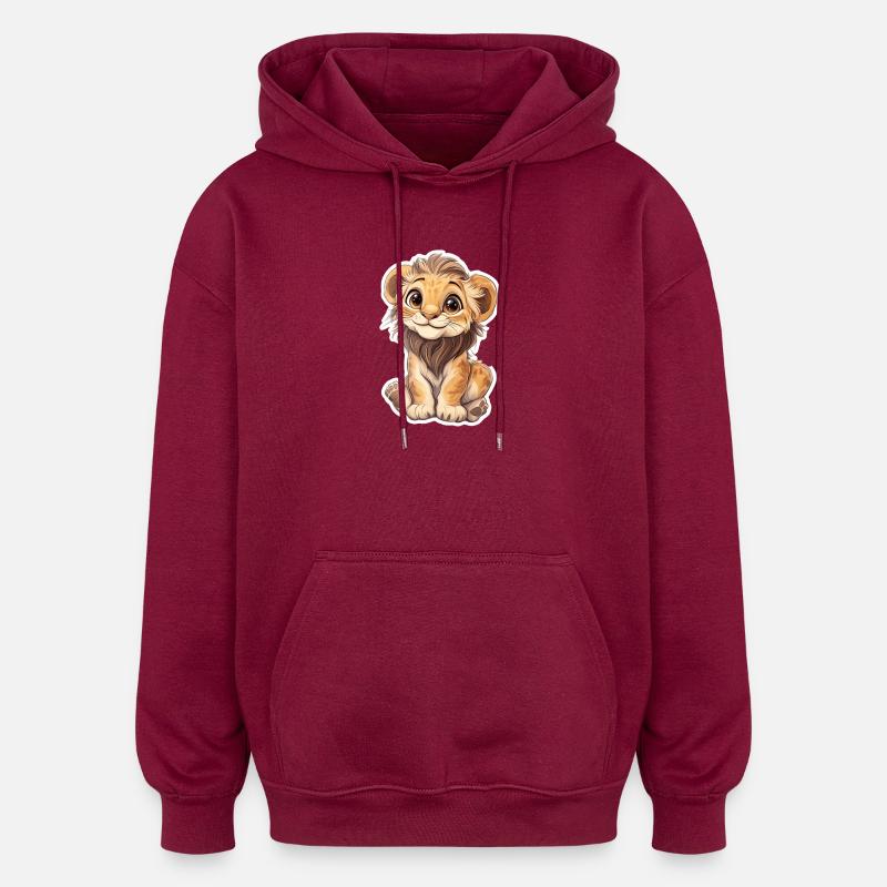 Löwe - Oversized Unisex Hoodie - Burgunderrot