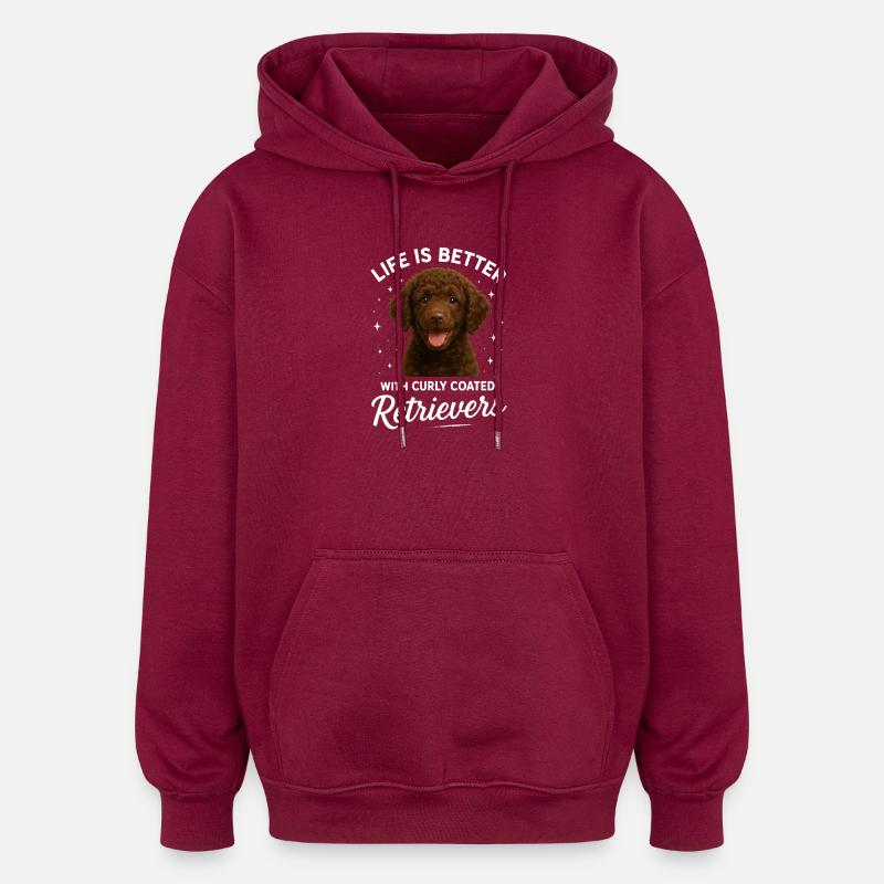Retriever à poil bouclé - Sweat à capuche oversize unisexe - bordeaux