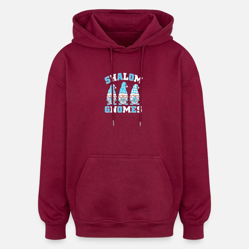 Hanoukka Hanoukka Hanoukka Gnome - Sweat à capuche oversize unisexe - bordeaux