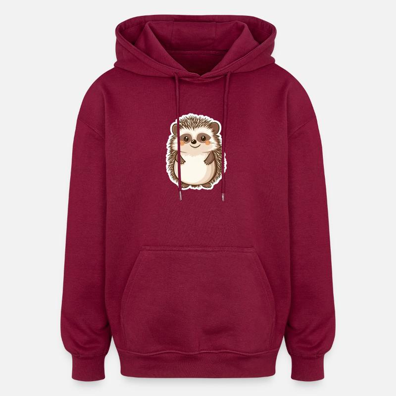 Igel - Oversized Unisex Hoodie - Burgunderrot