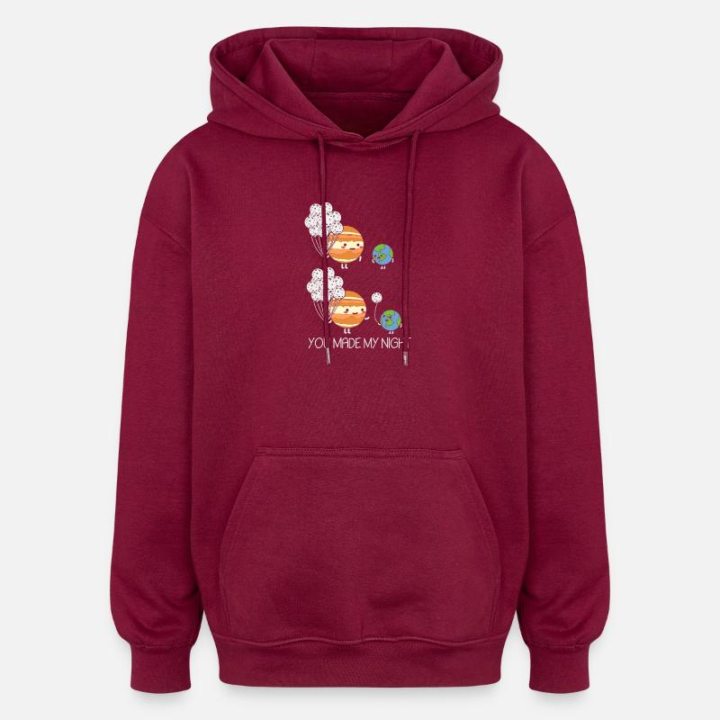 Astronomie Mond Erde Jupiter Astronom - Oversized Unisex Hoodie - Burgunderrot