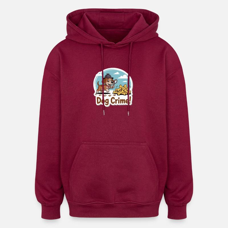 Chien Détective et Os - Sweat à capuche oversize unisexe - bordeaux
