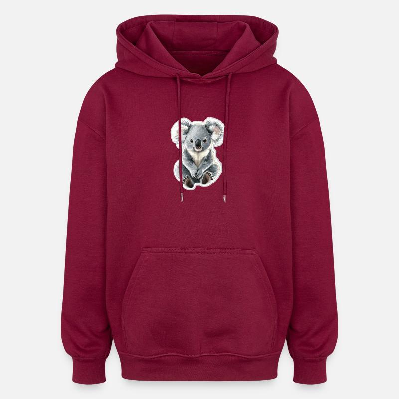 Koala - Sweat à capuche oversize unisexe - bordeaux
