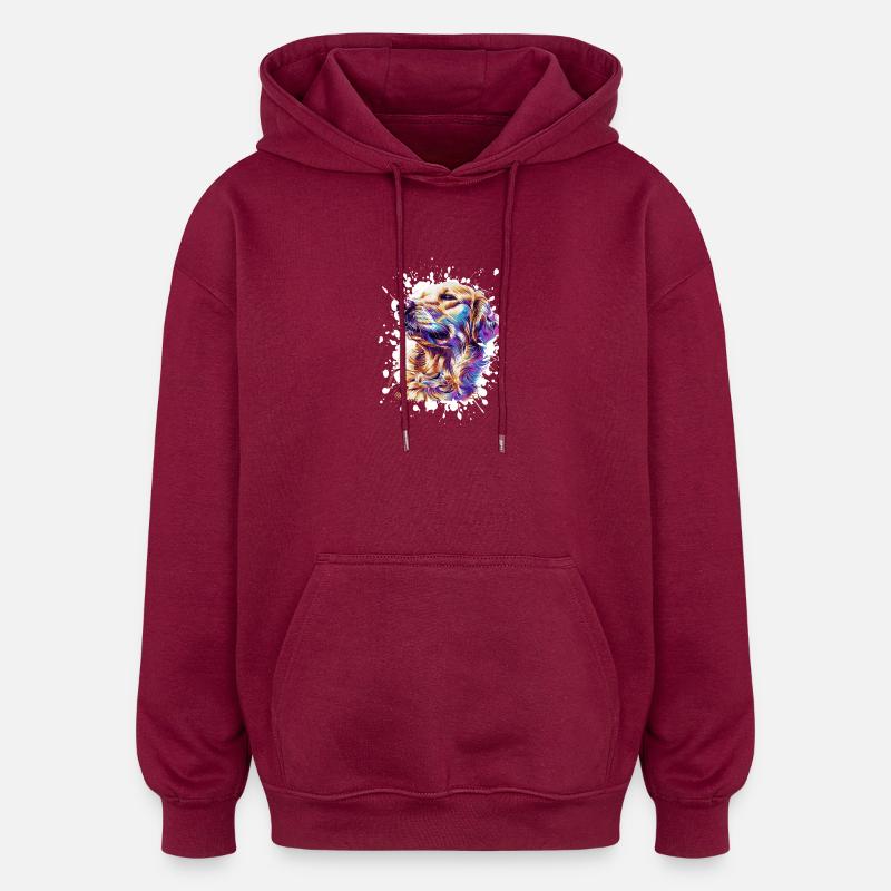 Farbiges Hundeporträt Spritzer - Oversized Unisex Hoodie - Burgunderrot
