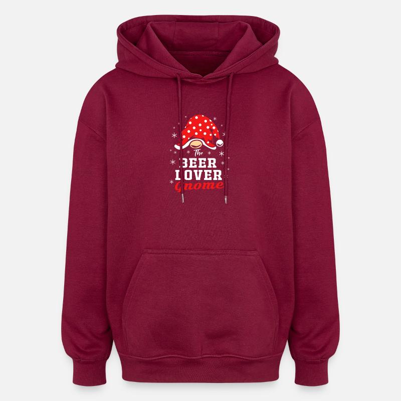 Gnom Bier - Oversized Unisex Hoodie - Burgunderrot
