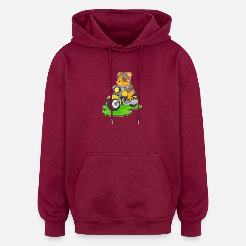 Hamster Motorrad - Oversized Unisex Hoodie - Burgunderrot
