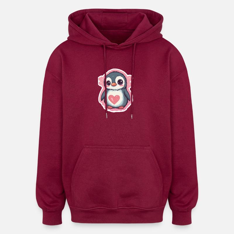 Pingouin - Sweat à capuche oversize unisexe - bordeaux