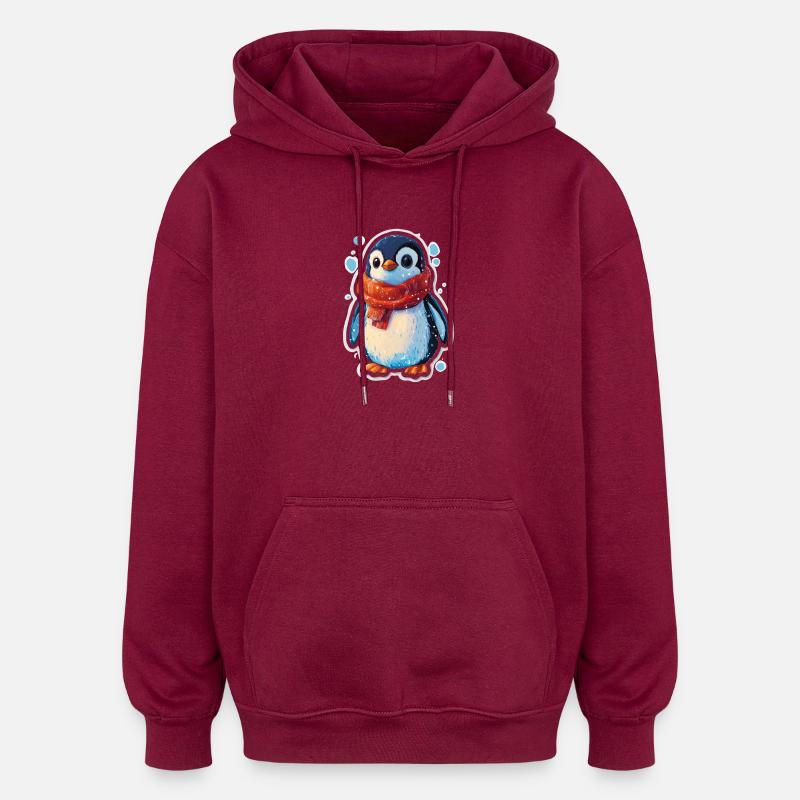 Pingouin - Sweat à capuche oversize unisexe - bordeaux