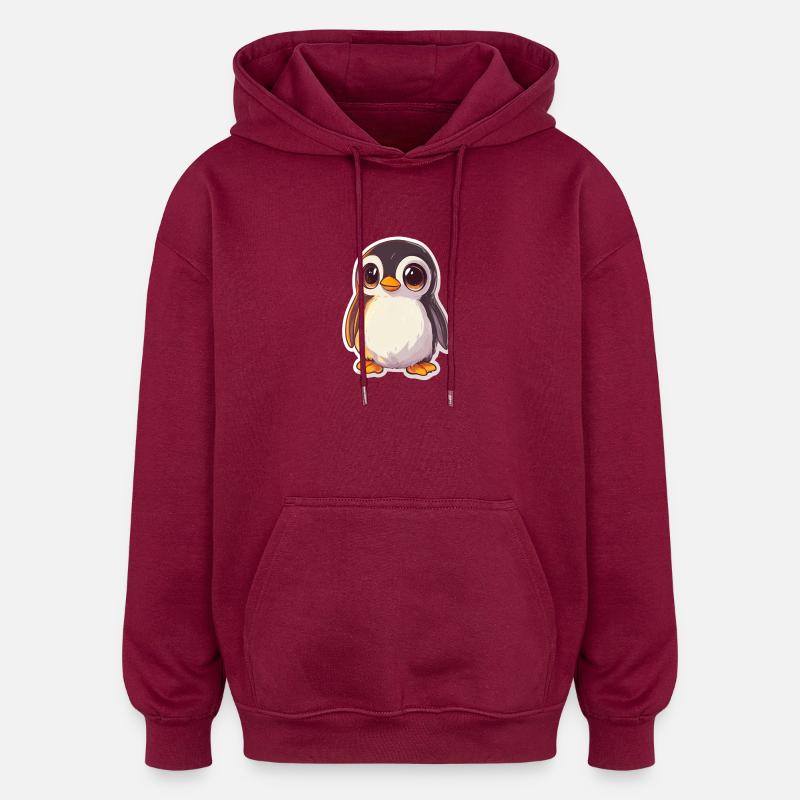 Pingouin - Sweat à capuche oversize unisexe - bordeaux