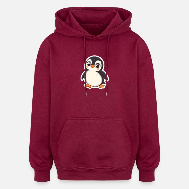Pingouin - Sweat à capuche oversize unisexe - bordeaux