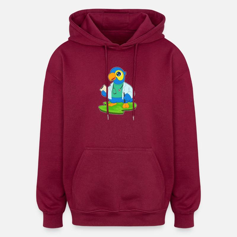 Stéthoscope Parrot Doctor - Sweat à capuche oversize unisexe - bordeaux