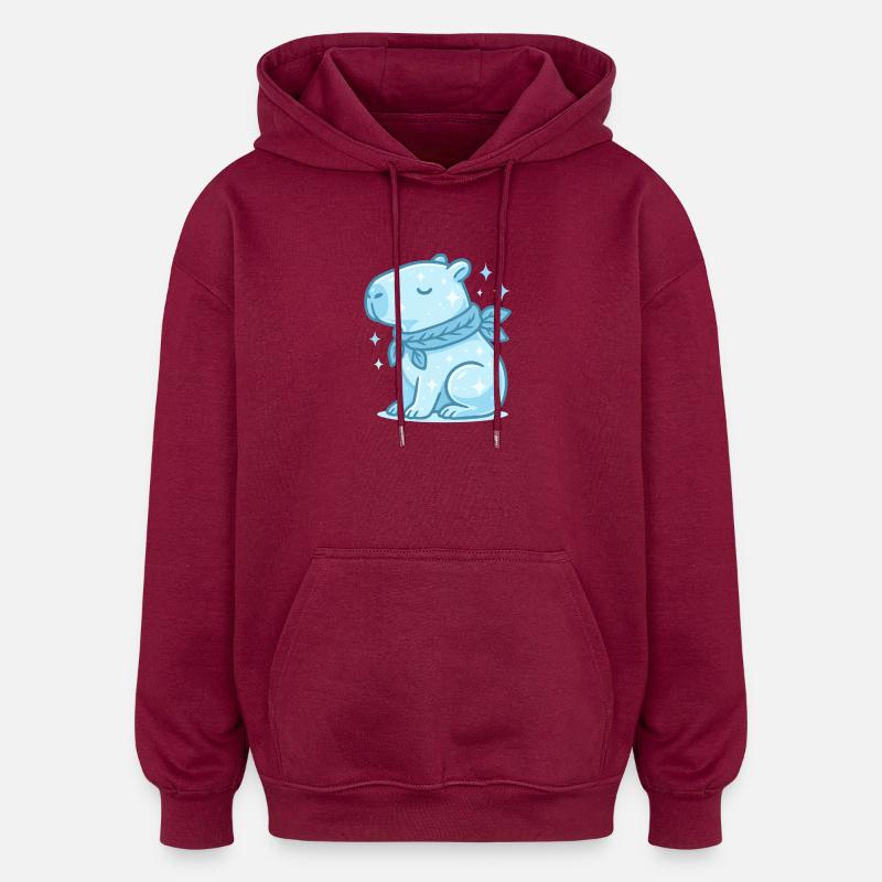 ✨ Capybara d’hiver – Doux motif de Noël - Sweat à capuche oversize unisexe - bordeaux