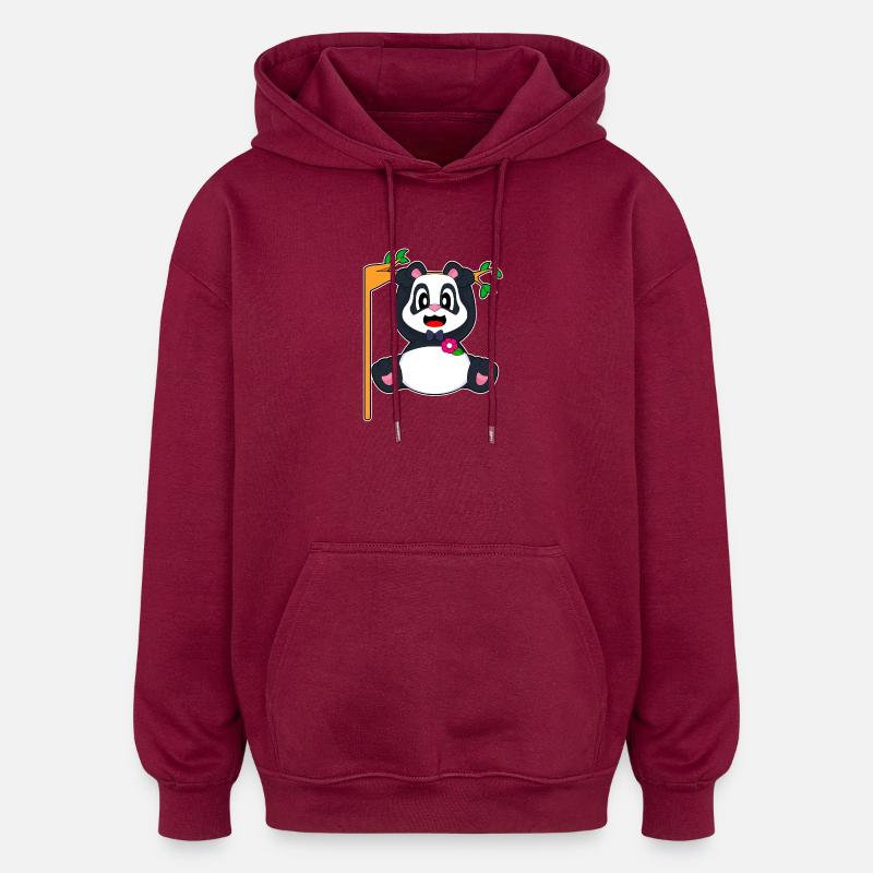 Panda Groom Bow Tie Wedding - Oversized Unisex Hoodie - burgundy